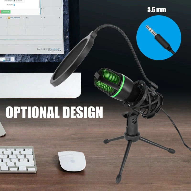 Professional USB Condenser Microphone For PC Laptop Streaming Video Games YouTube Podcasts Vocals